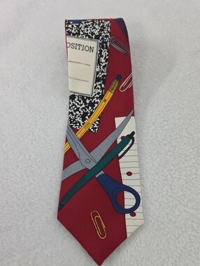 Save the Children Teacher Tie Tools for Learning Novelty Silk School Supplies